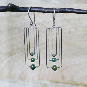 Jade Triple Rectangular Earrings