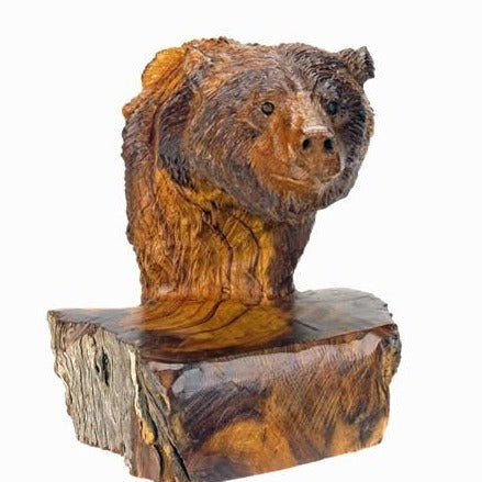 Bear Ironwood Bust Figurine Medium
